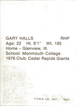 1977 TCMA Burlington Bees #0557 Gary Halls Back