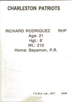 1977 TCMA Charleston Patriots #0440 Richard Rodriguez Back