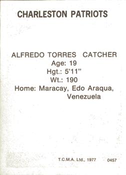 1977 TCMA Charleston Patriots #0457 Alfredo Torres Back