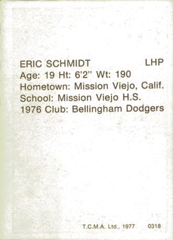 1977 TCMA Clinton Dodgers #0318 Eric Schmidt Back