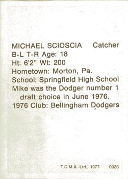 1977 TCMA Clinton Dodgers #0326 Mike Scioscia Back