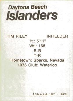 1977 TCMA Daytona Beach Islanders #0409 Tim Riley Back