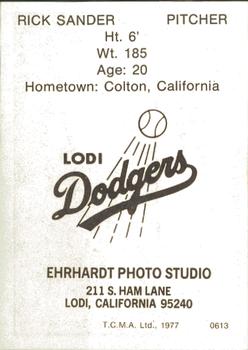 1977 TCMA Lodi Dodgers #0613 Rick Sander Back