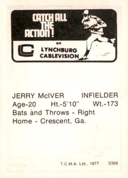 1977 TCMA Lynchburg Mets #0368 Jerry McIver Back
