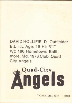 1977 TCMA Quad City Angels #0168 Dave Hollifield Back