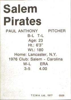 1977 TCMA Salem Pirates #0509 Paul Anthony Back