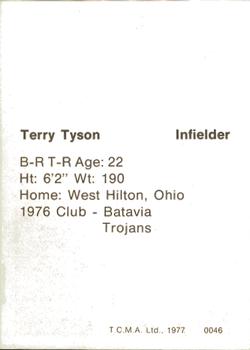 1977 TCMA Waterloo Indians #0046 Terry Tyson Back