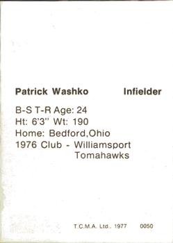 1977 TCMA Waterloo Indians #0050 Patrick Washko Back