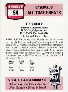 1976 Shakey's Pizza #94 Eppa Rixey Back