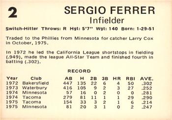 1976 Oklahoma City 89ers #2 Sergio Ferrer Back