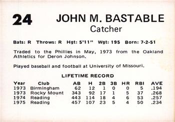 1976 Oklahoma City 89ers #24 John Bastable Back