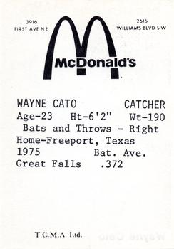 1976 TCMA Cedar Rapids Giants #NNO Wayne Cato Back