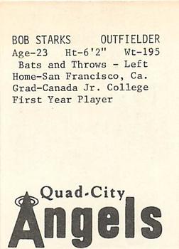 1976 TCMA Quad City Angels #NNO Bob Starks Back