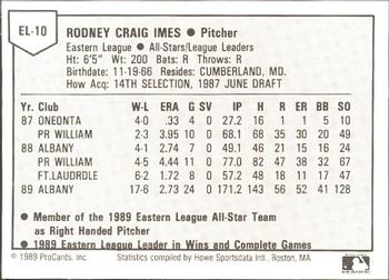 1989 ProCards Eastern League All-Stars #10 Rodney Imes Back