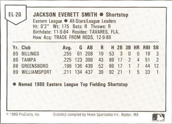 1989 ProCards Eastern League All-Stars #20 Jack Smith Back