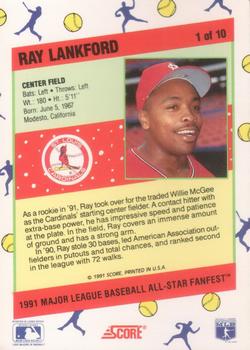 1991 Score All-Star FanFest #1 Ray Lankford Back