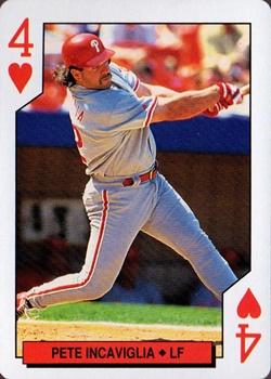 1994 Bicycle Philadelphia Phillies Playing Cards #4♥ Pete Incaviglia Front