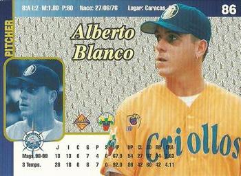 1999-00 Line Up Venezuelan Winter League #86 Alberto Blanco Back