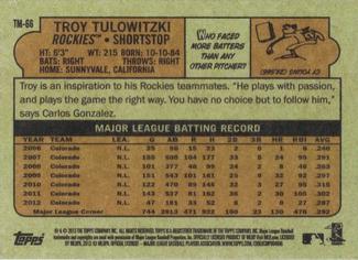 2013 Topps - 1972 Topps Minis #TM-66 Troy Tulowitzki Back