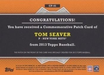 2013 Topps - Commemorative Patch #CP-45 Tom Seaver Back