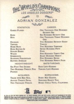 2013 Topps Allen & Ginter #13 Adrian Gonzalez Back