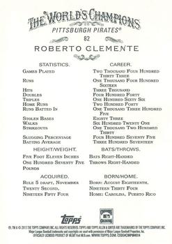 2013 Topps Allen & Ginter #82 Roberto Clemente Back