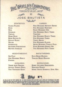 2013 Topps Allen & Ginter #63 Jose Bautista Back