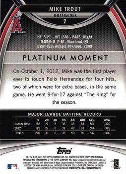 2013 Bowman Platinum #2 Mike Trout Back
