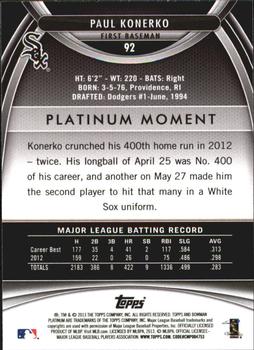 2013 Bowman Platinum #92 Paul Konerko Back