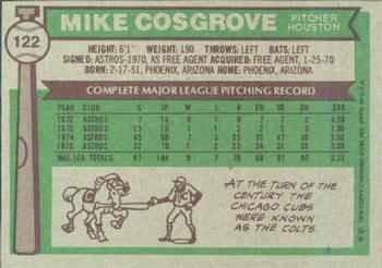 1976 Topps #122 Mike Cosgrove Back