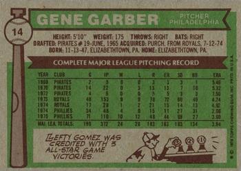1976 Topps #14 Gene Garber Back