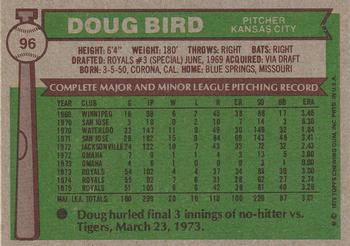 1976 Topps #96 Doug Bird Back