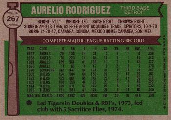 1976 Topps #267 Aurelio Rodriguez Back