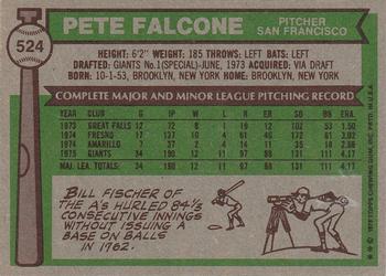 1976 Topps #524 Pete Falcone Back