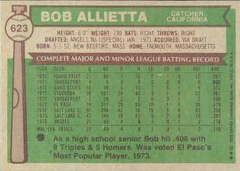 1976 Topps #623 Bob Allietta Back