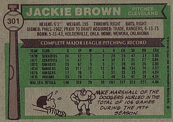 1976 Topps #301 Jackie Brown Back