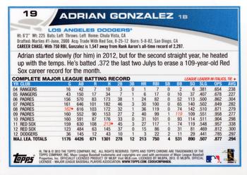 2013 Topps Chrome #19 Adrian Gonzalez Back