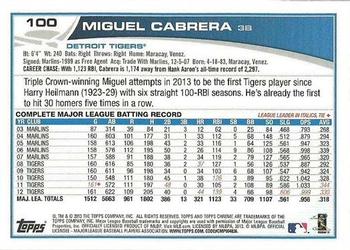 2013 Topps Chrome #100 Miguel Cabrera Back
