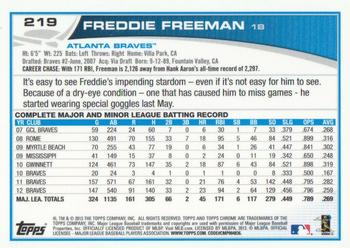 2013 Topps Chrome #219 Freddie Freeman Back