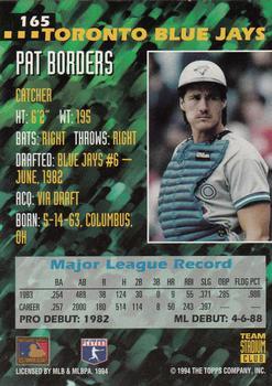 1994 Stadium Club Team - First Day Issue #165 Pat Borders  Back