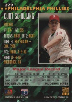 1994 Stadium Club Team - First Day Issue #229 Curt Schilling  Back