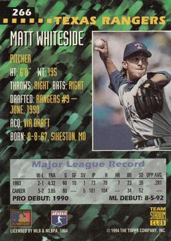 1994 Stadium Club Team - First Day Issue #266 Matt Whiteside  Back