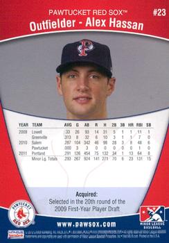 2012 Choice Pawtucket Red Sox #23 Alex Hassan Back