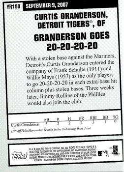 2008 Topps Updates & Highlights - Year in Review #YR159 Curtis Granderson Back