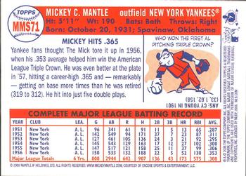 2008 Topps Updates & Highlights - Mickey Mantle Story #MMS71 Mickey Mantle Back
