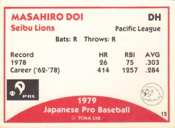 1979 TCMA Japanese Pro Baseball #15 Masahiro Doi Back
