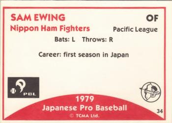 1979 TCMA Japanese Pro Baseball #34 Sam Ewing Back