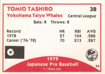 1979 TCMA Japanese Pro Baseball #54 Tomio Tashiro Back