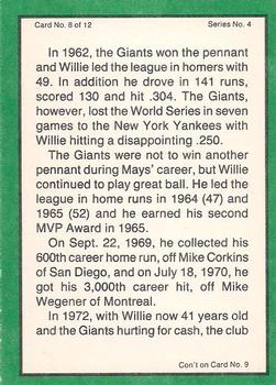 1983 ASA The Willie Mays Story #8 Willie Mays / Roberto Clemente / Hank Aaron Back