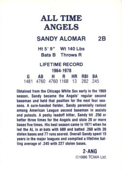 1986 TCMA All-Time California Angels - Color #2-ANG Sandy Alomar Back
